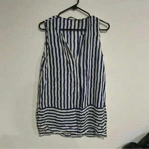 Zoa New York Striped Sleeveless Blouse Large Boho Flowy Lightweight Flattering
